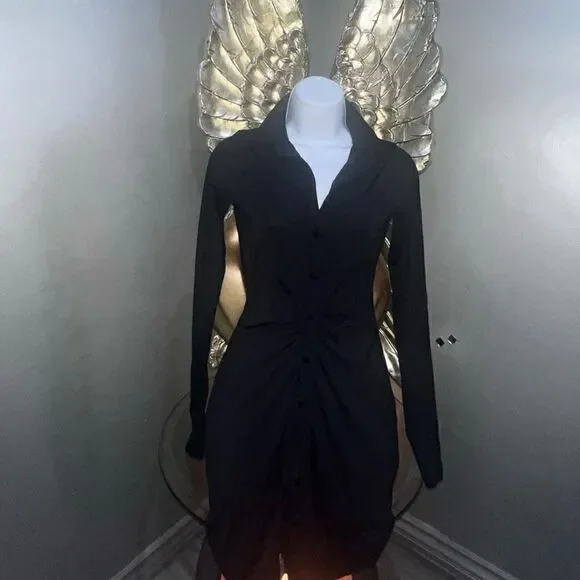 Sexy MistressRocks MARQUIS Black Long Sleeve Mini Dress - Picture 4 of 12